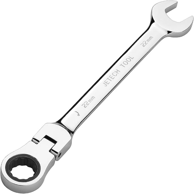 Jetech 22mm Flex-Head Ratcheting Combination Wrench, Premium Industrial Grade Spanner 72-Tooth Cr-V Steel - 180 Degree Flexible Box End Perfect for Tight Spaces, Auto & DIY Repair