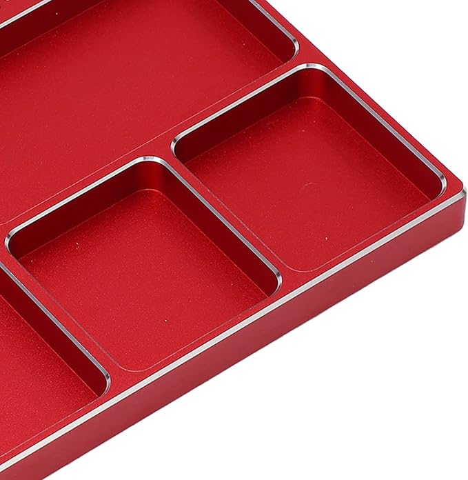 Magnetic Screw Tray Aluminium Alloy Magnetic Adsorption Widely Used Magnetic Parts Tray with Magnetic Pad for RC Repair Magnetic Bowl for Screws(Red)