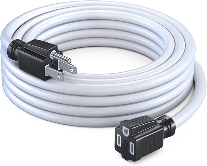 Maximm 15 Ft White Extension Cord, Heavy Duty 16 AWG, ETL Listed for Workshop & Outdoor Use
