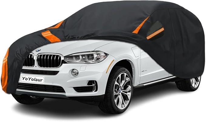 10-Layer for BMW X5 Car Cover Waterproof All Weather for Automobiles, Outdoor Full Exterior Covers Soft Cotton Lining Rain Snow UV Protection with Door Zipper, Fit for BMW X5 2007-2025