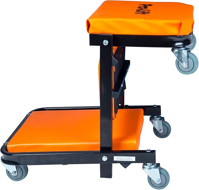 Pro-Lift Foldable Z Creeper - 2-in-1 Rolling Folding Car Creeper & Seat - 40" Adjustable Roller Garage Chair Lay Down or Sit, 450 LBS Capacity Under Car Roller Creeper with 6 Swivel Casters