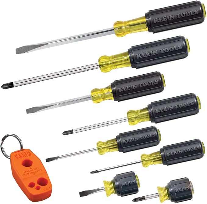 Klein Tools 80021 Tool Set, Screwdriver and Nut Driver Tool Kit with Assorted Tips, Magnetizer / De-Magnetizer, 16-Piece, Home Improvement