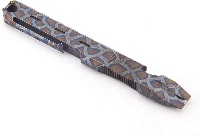 Titanium EDC Pry Bar with Nail Puller Bottle Opener Function with Pocket Clip EDC Tool (Multicolor)