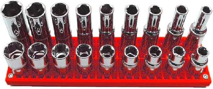 Organizer Genie ® - One Red Slim Pegboard to organize your Sockets, Wrenches, Pliers, Screwdrivers, Bits and All Other Tools