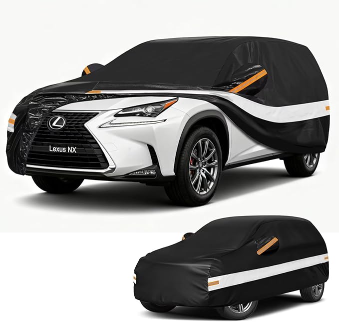 10 Layers SUV Car Cover Custom Fit for Lexus NX (2014-2026) NX250, NX300, NX350, Waterproof All Weather for Automobiles, Outdoor Full Cover Sun Dust Rain Protection with Cotton. Black