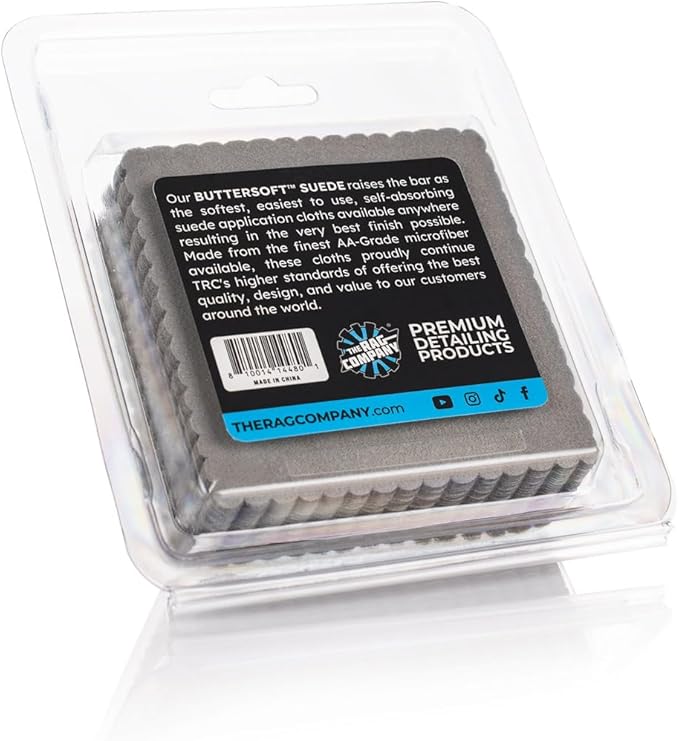 The Rag Company - Buttersoft Suede Cloths - 4in. x 4in. - Grey | Ideal for Cleaning Touch Screens and Applying Ceramic Coatings to Car and Truck Exteriors - Lint Free and Tagless (40 Pack)