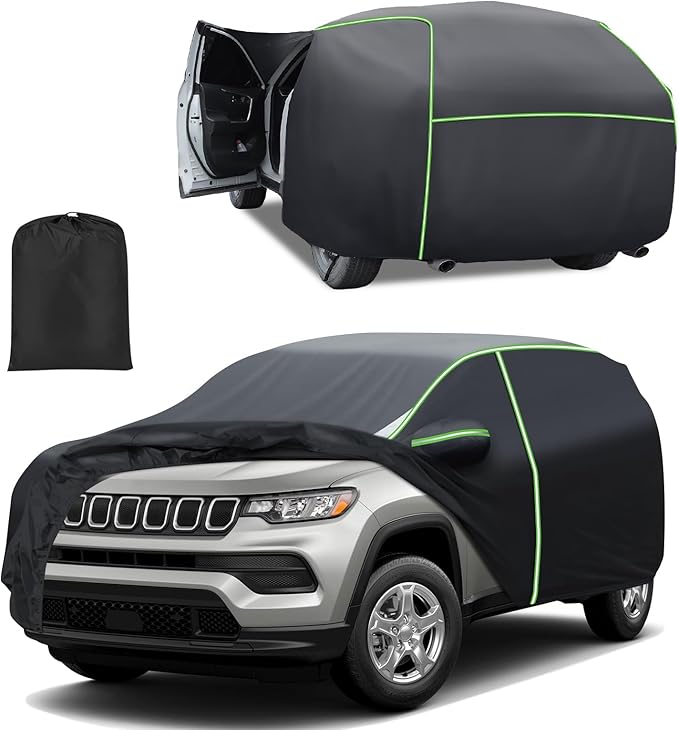Cartist Full Car Cover Fits for Jeep Compass 2007-2023 2024 2025 2026 Accessories All Weather Car Covers Outdoor Waterproof UV Protection with Zipper & Reflective Safety Strips