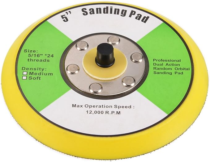 uxcell 5" Hook and Loop Backing Pad Sanding Polishing Backer Plate with 5/16"x24 Thread for Random Orbit Sander Polisher Buffer