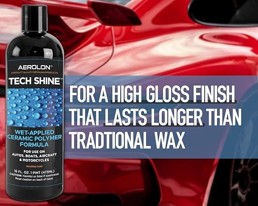 Tech Shine: Ceramic Coating for Cars, Car Wax, Car Polish, Ceramic Polymer Coating, Hydrophobic Top Coat Polish and Sealer, Auto Detailing - One Gallon with Applicator Pad