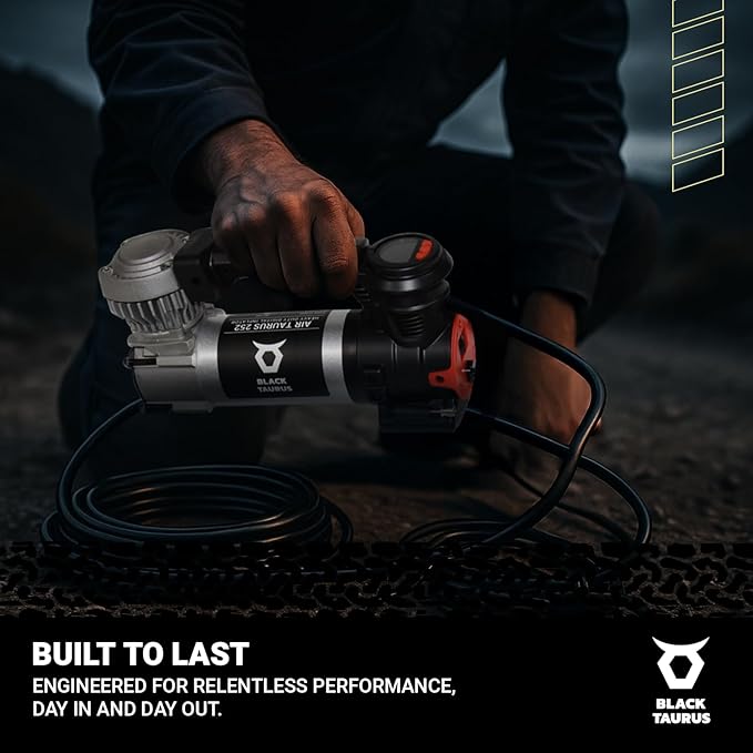 Air Compressor – 19A 120 PSI (8.27 BAR) Portable & On‑Board Tire Inflator for Cars, Trucks & 4×4 Vehicles – Automatic Pressure Control with Dual‑Motor Options (Air Compressor 252)