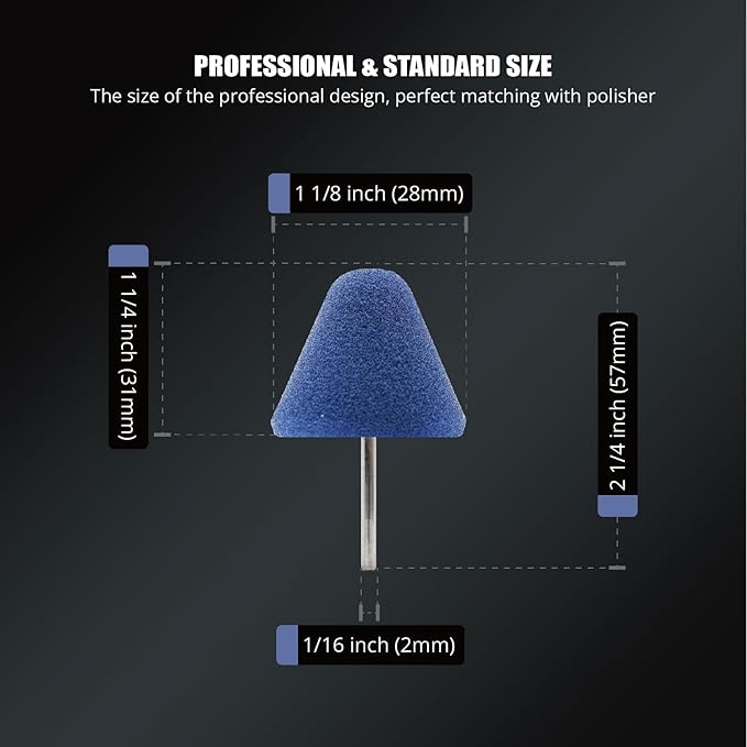SPTA Blue Mdium Cut Mini Cone Polishing Pad Sets with 1/8" Shank, 5Pcs Orange Flexible Shaft Cone Polishing Pad Set,Car Detailing Pads for Small Area for Flexible Shaft & Drill Attachment -PT190-5