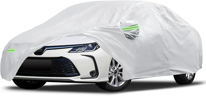 Car Cover Custom Fit for Toyota Corolla 2000-2026, Honda Civic 1991-2026, Migaven Waterproof Full Exterior Cover Sun Rain Protection with Door Zipper and Cotton Lining
