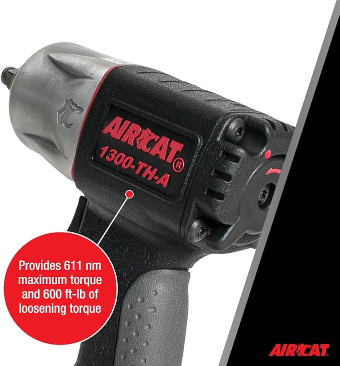 AIRCAT Pneumatic Tools 1300-TH-A: 3/8-Inch Composite Impact Wrench 600 ft-lbs of Torque