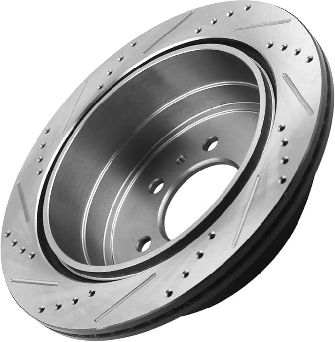 Rear Brake Rotors and Pads Kit Compatible with 2004-2011 Ford F-150, 2006-2008 Lincoln Mark LT Drilled and Slotted E-Coating Disc Brake Rotors Ceramic Brakes Pads