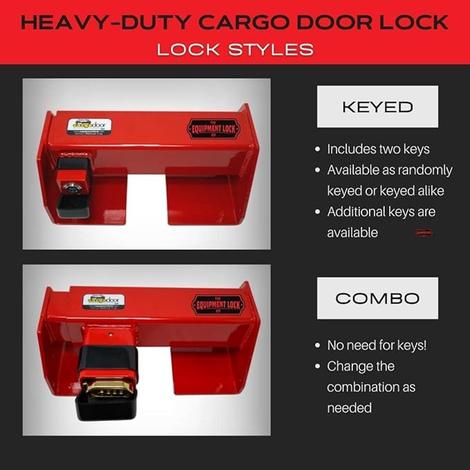 Equipment Lock Heavy Duty Cargo Door Lock - Powder Coated Steel Shipping Container Lock - Maximum Security Semi Trailer Door Lock - Semi Truck Accessories and Trailer Security (Keyed Alike)