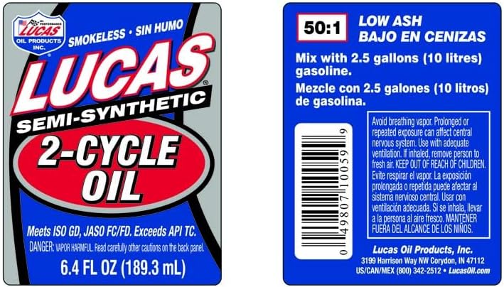Lucas Oil Semi-Synthetic 2-Stroke High Temp Racing Motor Oil - 6.4 oz.