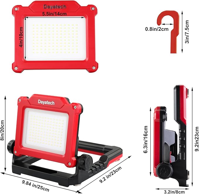Cordless LED Work Light, 3500 LM, 25 W Compatible with DEWALT, Milwaukee, MAKITA 7Brands18-21V Power Tool Battery(Light Only)