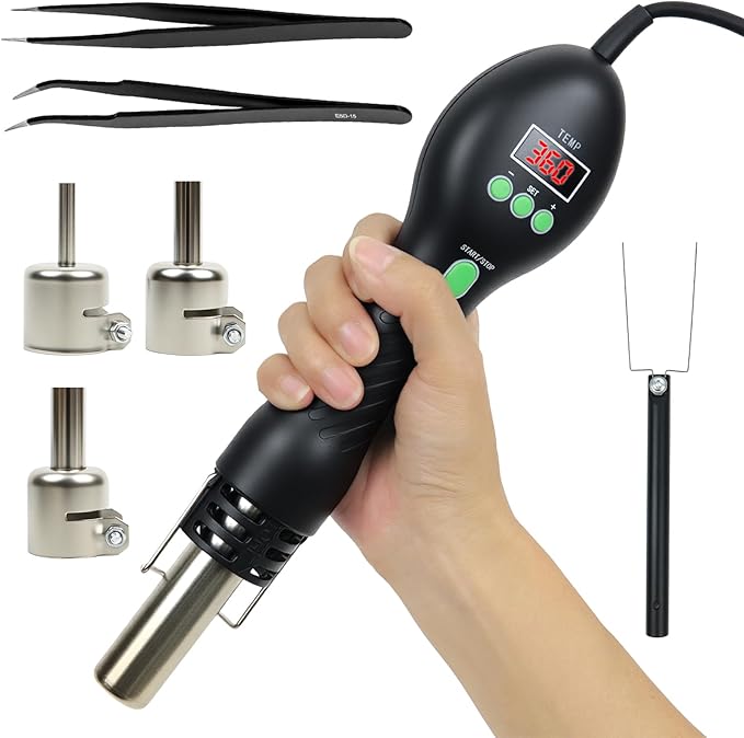 Hot Air Rework Station, Electronics Soldering Heat Gun, 500°C(932°F) Temperature Control, SMD Rework Tool with Air Volume Control