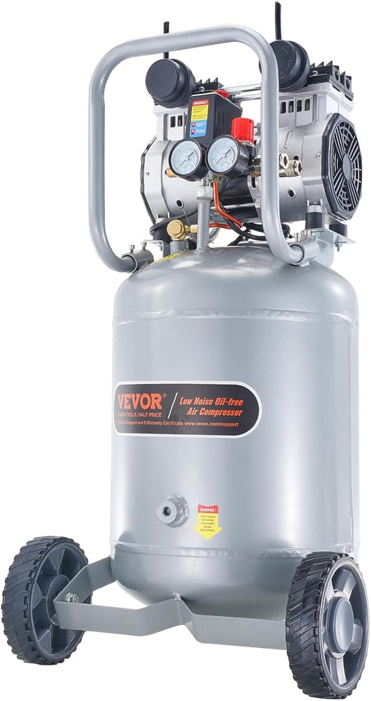 VEVOR 13-Gallon Air Compressor, 2HP, 4.6 SCFM@90PSI, Oil-Free Tank, 66dB Quiet Operation, Ideal for Tire Inflation, Woodworking, Auto Repairs, and Spray Painting (Maximum Pressure 125 PSI)