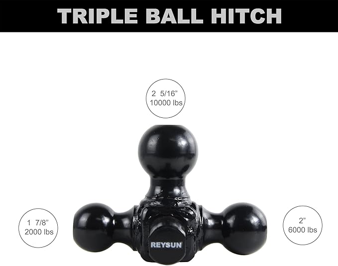 864058HP Trailer Hitch Tri Ball Mount and 360 Swival Tow Shackle, Fits for 2 Inch Receiver, Hitch Pin Included…
