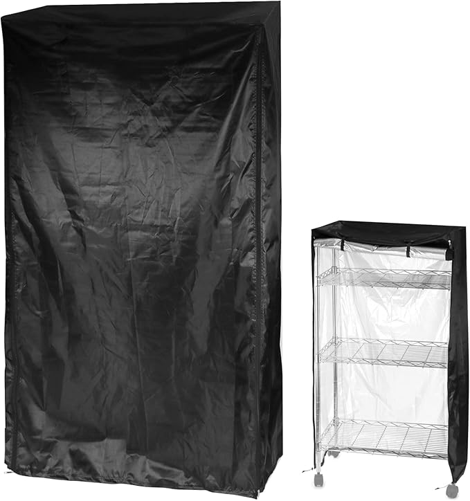 QWORK Storage Shelving Unit Cover, Wire Rack Cover for Shelf 36X14X72in, 210D Oxford Cloth, Keeps Rack Clean, for Home, Office, Storage and Garage, Black