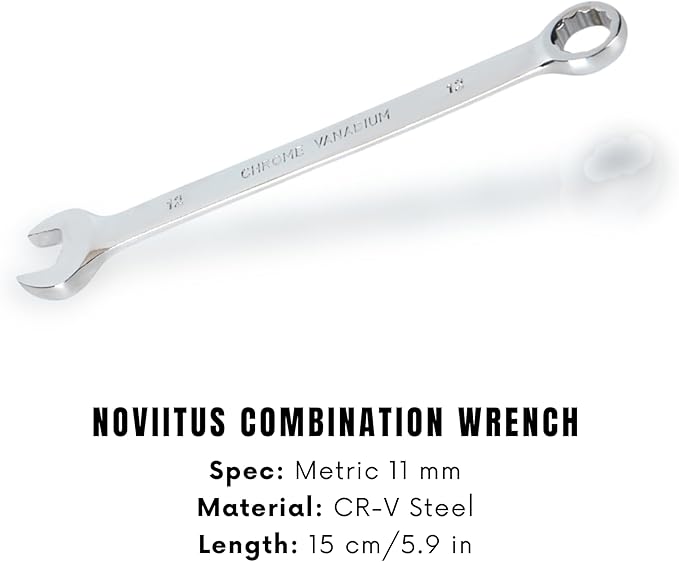 11mm Combination Wrench, Professional Grade Chrome Vanadium Steel (CR-V) Socket Mechanic Hand Tool, 12-Point Box-end, Perfect for Auto Repair, Household, Car, Truck Emergency (11mm)