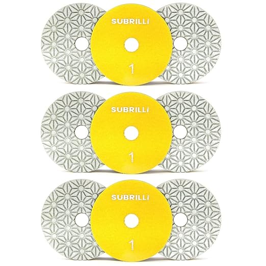 4" Dry/Wet 3 Step Diamond Polishing Pads 9-Pcs Step 1 for Granite Marble Quartz Concrete