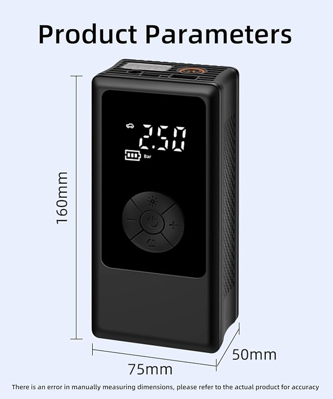 Tire Inflator Portable Air Compressor for Car, Ball Basketball Pump for Sports Balls Auto for Car Tires Bicycle w Gauge Values Display, 150PSI Power Battery Bike Pump Cordless