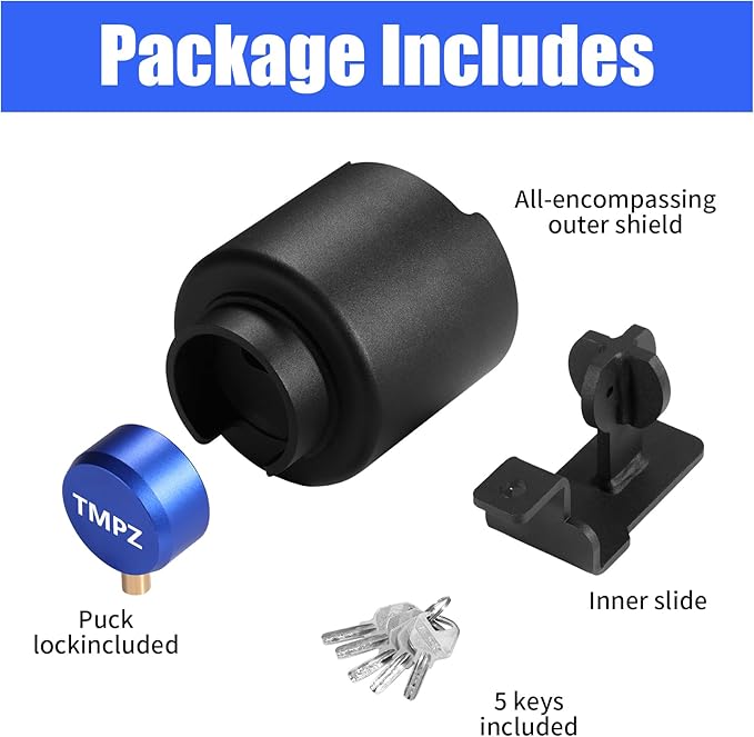 TMPZ Upgraded Heavy Duty Steel Trailer Hitch Lock for 2-5/16 Inch Couplers – Coupler Lock Secures Safety Chains, Anti-Theft Weatherproof Protection for RV, Boat, Camper & Utility Trailers (Blue)