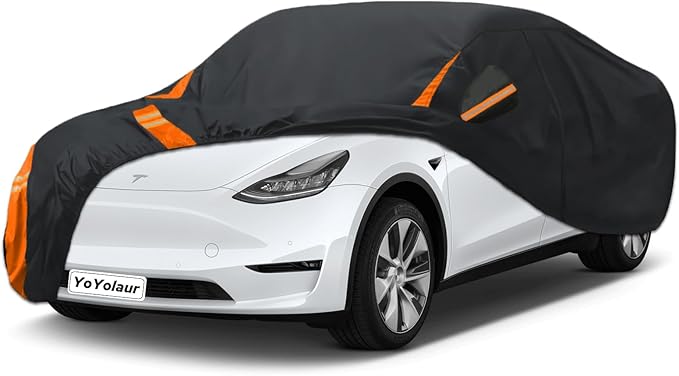 10-Layer for Model 3 Car Cover Waterproof All Weather for Automobiles, Outdoor Full Cover Soft Cotton Lining Rain Snow UV Protection with Door Zipper, Fit for Model 3 2017-2025