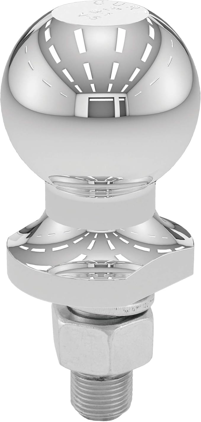 CURT 40097 Chrome ATV, UTV, Lawn Tractor Hitch Ball, 2,000 lbs, 2-Inch Diameter, 5/8 x 1-3/4-Inch Shank
