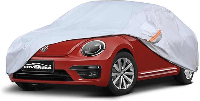 Car Cover Custom Fit for VW New Beetle Bug 2-Door 1998-2025, 6 Layer Heavy Duty Waterproof All Weather Car Tarp Outdoor Protection with Cotton Lining