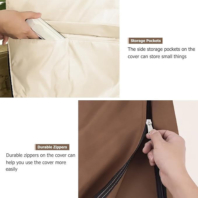 Wire Shelf Cover,600D Heavy Duty 100% Waterproof Shelf Covers for Wire Shelving,Outdoor Storage Shelves Cover for Metal Rack,36" W x 14" D x 54" H,Beige & Brown