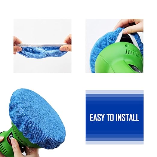 UTSAUTO 6Pcs Car Polisher Pads 5-6 Inches Microfiber Polishing Bonnet Pads Cover Car Buffer Bonnet Car Wax Polisher Kit
