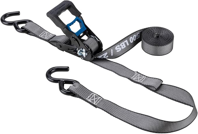 Secure Tite Ratchet Straps, 1' x 12', Vinyl Coated S-Hooks, 500 lbs WLL, 1500 lbs BS (Pack of 24)