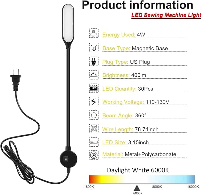 Magnetic Work Light, LED Machine Light with Flexible Gooseneck – Multi-Purpose for Workbench, Lathe, Drill Press & Crafting
