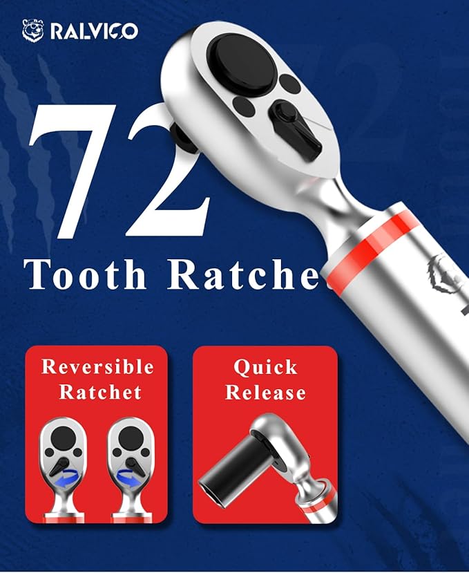 1/2 Digital Torque Wrench (12.54-250.7 Ft. Lb/ 17-340 N.m) ±2% Accuracy Dual-Direction Adjustable Torque Wrenches Digital with Vibration, Buzzer and LED Alert for Motorcycle, Auto Repair