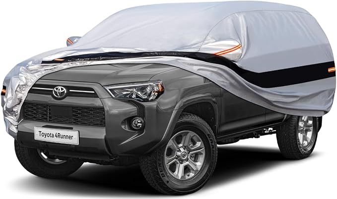 10 Layers SUV Car Cover Custom Fit for Toyota 4Runner (2002-2025) Waterproof All Weather for Automobiles, Full Cover Rain Sun UV Protection.Silver
