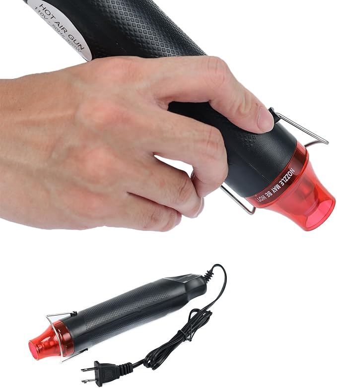 Heat Gun, 110V 300W Handed Hot Air Gun for Crafting, 3.28FT Ultra-Long Cable Portable Heat Gun with Stand and Power Cord for Shrinking Wrapping PVC, DIY Embossing and Drying Paint (Black)