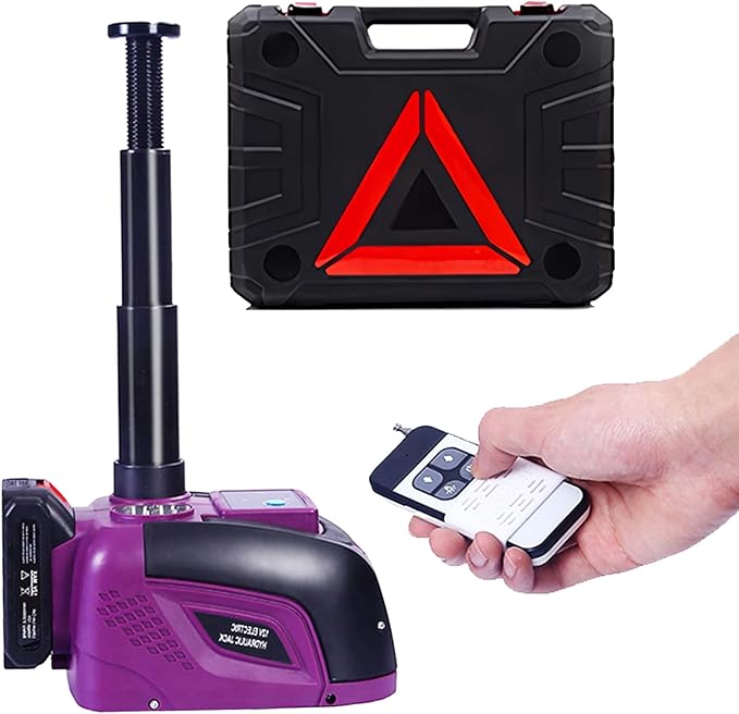 Electric Car Jack Hydraulic Cordless Remote Control 5 Ton 12V Small Portable Cordless Floor Jack Lift for SUV Sedan Vehicle MPV Car Change Tire Emergency Repair Tyre Purple