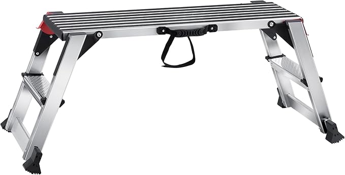 VEVOR Folding Work Platform, 40"×12"×20" Aluminum Drywall Stool Ladder, 660 lbs Load Capacity Heavy Duty Work Bench w/Non-Slip Feet, Ideal for Washing Vehicles, Cleaning, Painting, Decorating