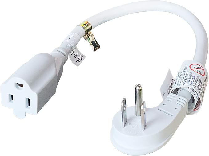 FIRMERST 1875W Low Profile Flat Plug 1Ft Extension Cord 14AWG 15A White