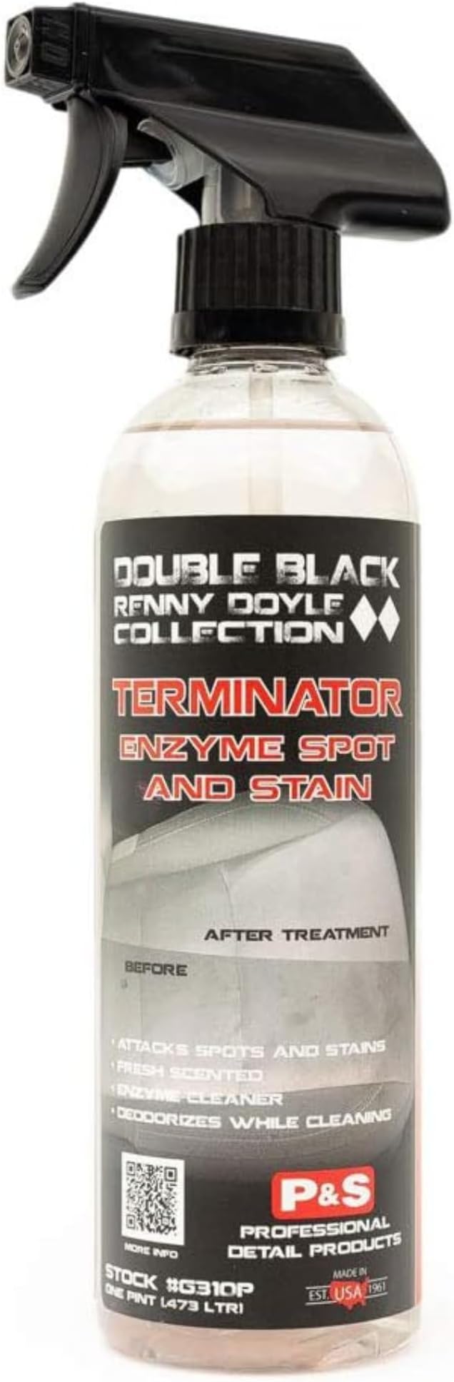 P&S Professional Detail Products - Terminator Enzyme Spot and Stain Remover - Perfect for Deodorizing, Removing Embedded Soils, Grease, Dirt, and Protein Based Stains; Fresh Scent (1 Pint)