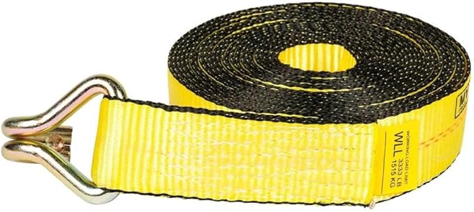 Mytee Products 10 Pack 2 Inch x 50 FT Heavy Duty Ratchet Straps with Double J Hooks | 10,000 lbs. Breaking Strength Yellow Tie Down Straps w/Wire Hooks for Industrial Use, Trailers, Truck & Cargo.