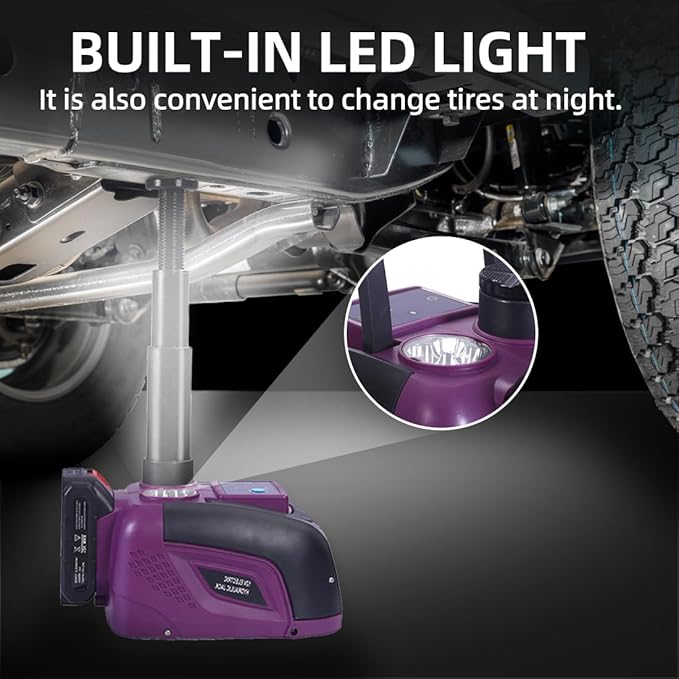 Electric Car Jack Hydraulic Cordless Remote Control 5 Ton 12V Small Portable Cordless Floor Jack Lift for SUV Sedan Vehicle MPV Car Change Tire Emergency Repair Tyre Purple