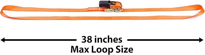 PowerTye - Endless Ratchet Strap - 1in x 7ft Easy Grip (Hookless), Tie Down Strap w/ 400 lb. Working Load Limit / 1,200 lb. Break Strength, Ideal for Motorcycle, ATV, Bike, & Coolers, Orange 2-Pack