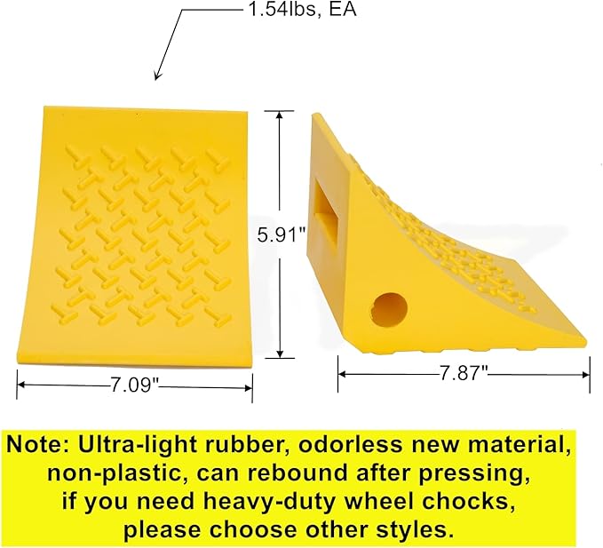 Wheel Chocks, Rubber Wheel Chock with Curved, Durable, Non-Slip, Solid Trailer Wheel Chocks for Boat Trailers, RV, Truck, Camper, 30000lbs (Yellow)