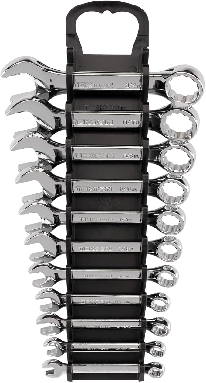 TEKTON Stubby Combination Wrench Set with Holder, 11-Piece (1/4-3/4 in.) | WCB92401