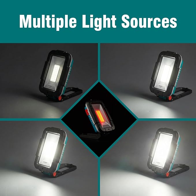 SUNREI LED Rechargeable Magnetic Work Lights COB Mechanic Lights,1500 Lumens, Magnetic Base & Hanging, 7Mode, 10400mAh Magnetic Flashlight Job Site & Security for Car Repair, Emergency, Gift for Men