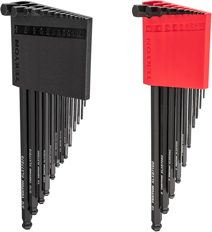 TEKTON Short Arm Ball End Hex L-Key Set with Holders, 23-Piece (0.050-3/8 in., 1.3-10 mm) | KLX91313